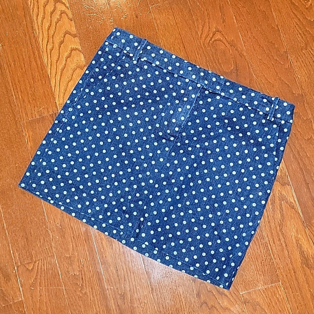 🦋 J. Crew Polka Dot Denim Skirt, Size 6
